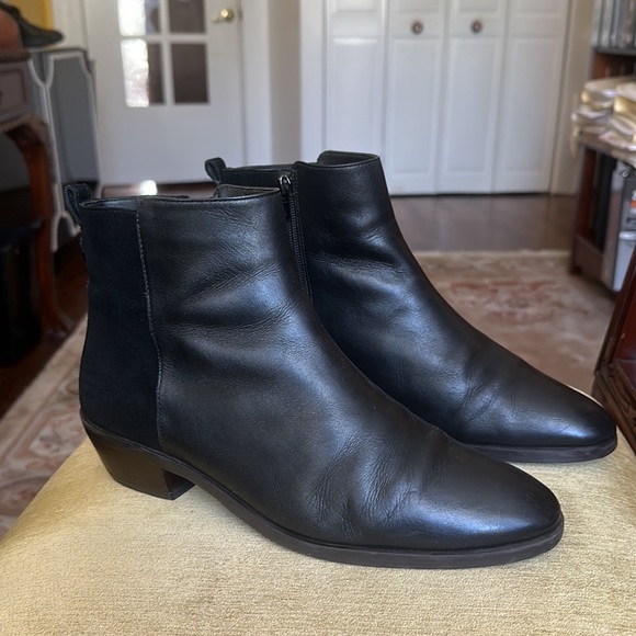 COACH Carmen Semi Matte Calf Leather Suede Ankle Boots Black Size 11 - Picture 3 of 15